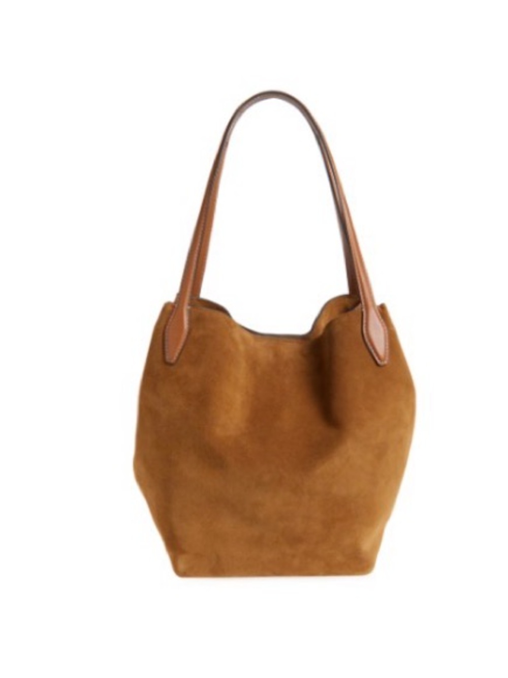 The Suede Shopper Tote in Dried Acorn
